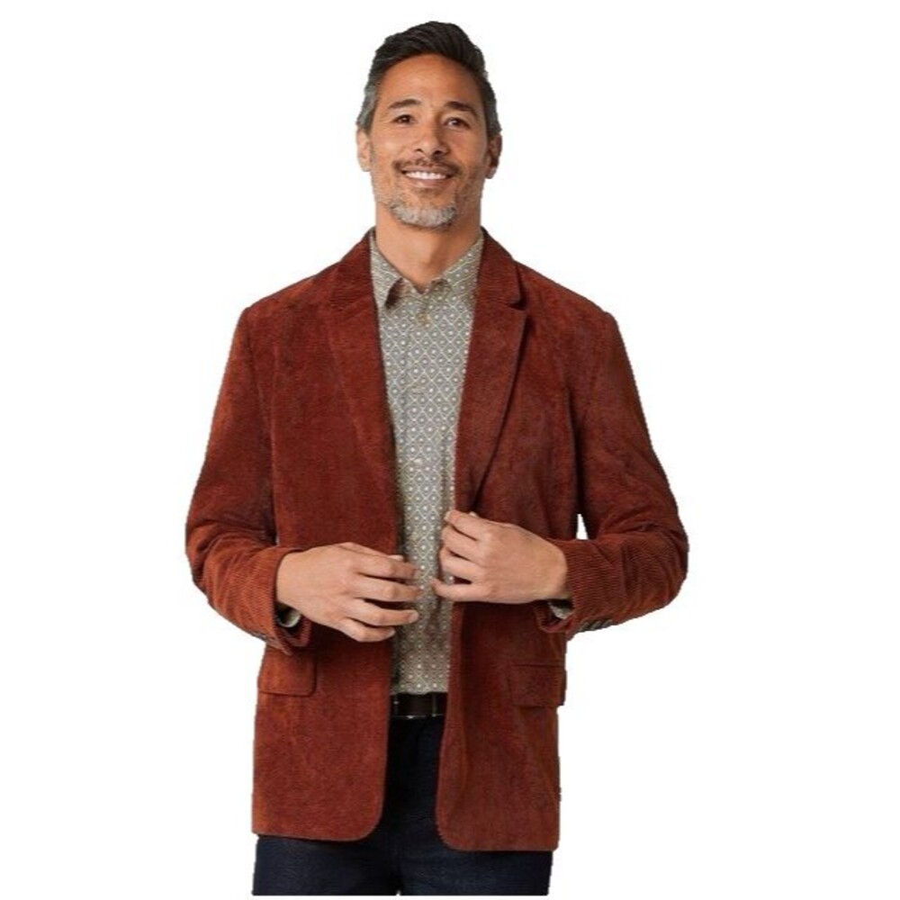 NWT Men's L Corduroy Blazer Abbott Elementary Brown Jacket One Button $99 NEW